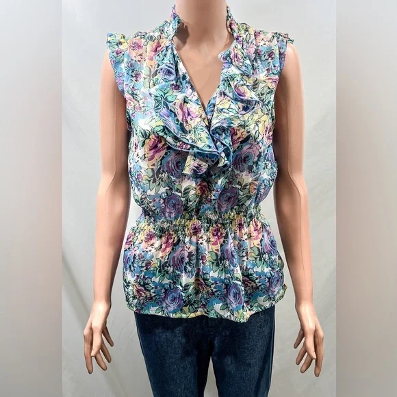 FIRE Los Angeles Floral Multicolored Sleeveless Blouse Size: Medium - Picture 1 of 7